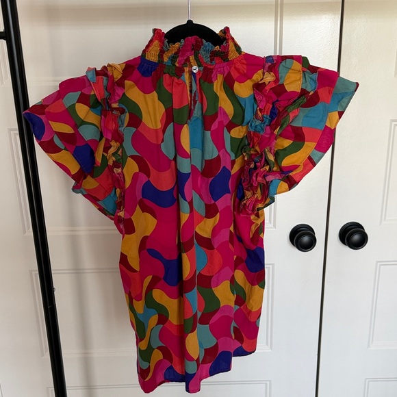 Colorful Ruffled Women's Top - Picture 2 of 3